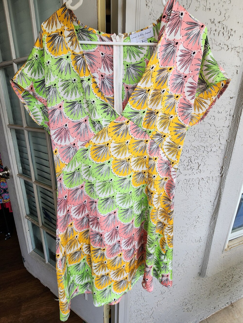 Never Fully Dressed Floral Midi Dress US 8 Pink Green Yellow Flutter Sleeve